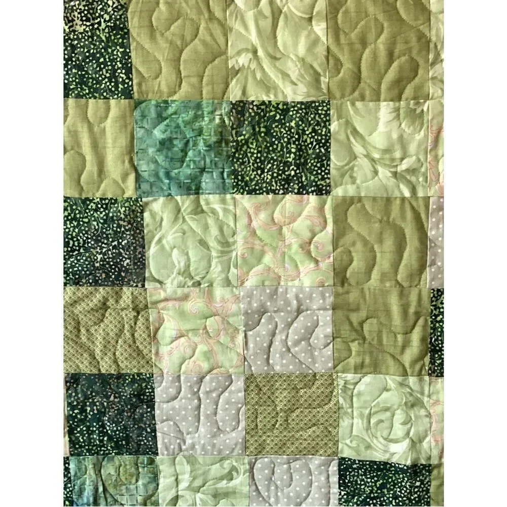 NWT. Colors of Green Beautiful Hand Crafted Quilt